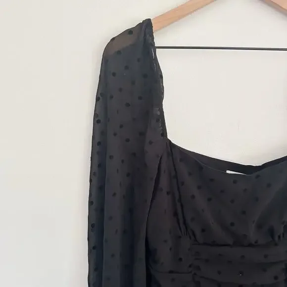 NEW Revolve Lover and Friends Cinched Swiss Dot Dress Size S Black - Picture 2 of 6